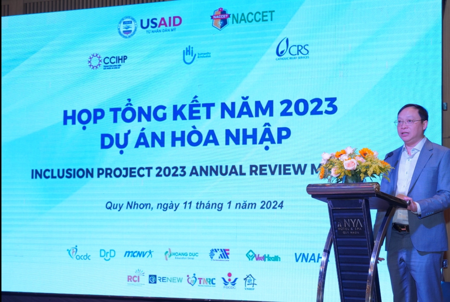 Ông Trần Đức Hùng – Phó Tổng giám đốc NACCET, Trưởng Ban Quản lý dự án Hòa nhập phát biểu khai mạc.